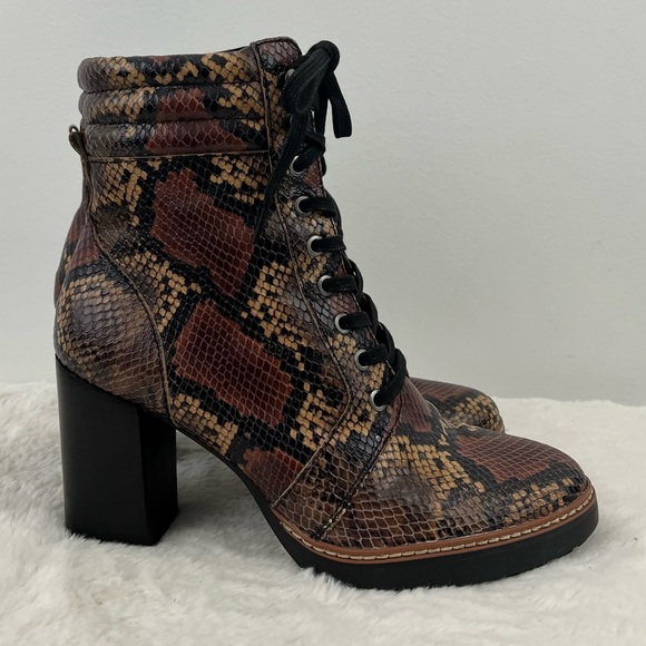 NATURALIZER Snakeskin Lace-Up Ankle heeled Boots - Picture 5 of 8